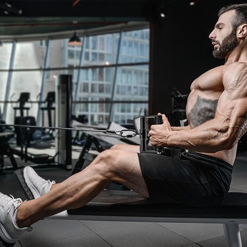 Miniatura 5 de SELEWARE Cuerda de tríceps con extremos de goma, accesorios para máquina de cable para gimnasio, 28 pulgadas36 pulgadas, cuerda universal para