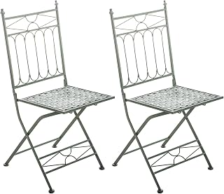 CLP Set De 2 Sillas De Balcón Asina con Función Plegable I Sillas De Jardín En Hierro Forjado Impermeables Rústicas, Color:Antiguo-Verde