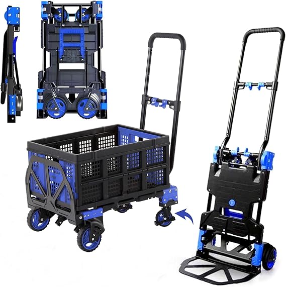 2in1Folding Hand Truck with Folding Basket, 330LBS Capacity handtruck
