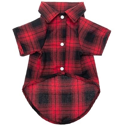 EXPAWLORER Plaid Dog Shirt - Classical Plaid Brushed Cold Weather Pet Clothes, Christmas Dog Sweater for Small Medium Large Dogs