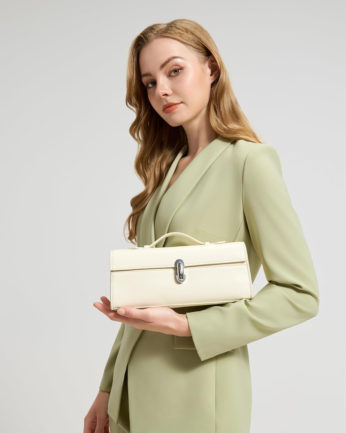 Women Evening Clutch Handbag Satchel Top Handle Purse | PU Vegan Leather, Hand Carry, Formal, Dressy, Twist Lock, Vintage, Elegant, Trendy, Non Strap, for Cocktail, Party, Wedding