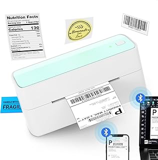 Bluetooth Thermal Shipping Label Printer for Shipping Packages and Small Business, 4x6 Thermal Label Printer, Wireless Label Printer Compatible with Mobile, PC, Amazon, Ebay, USPS, UPS, Shopify, Etsy