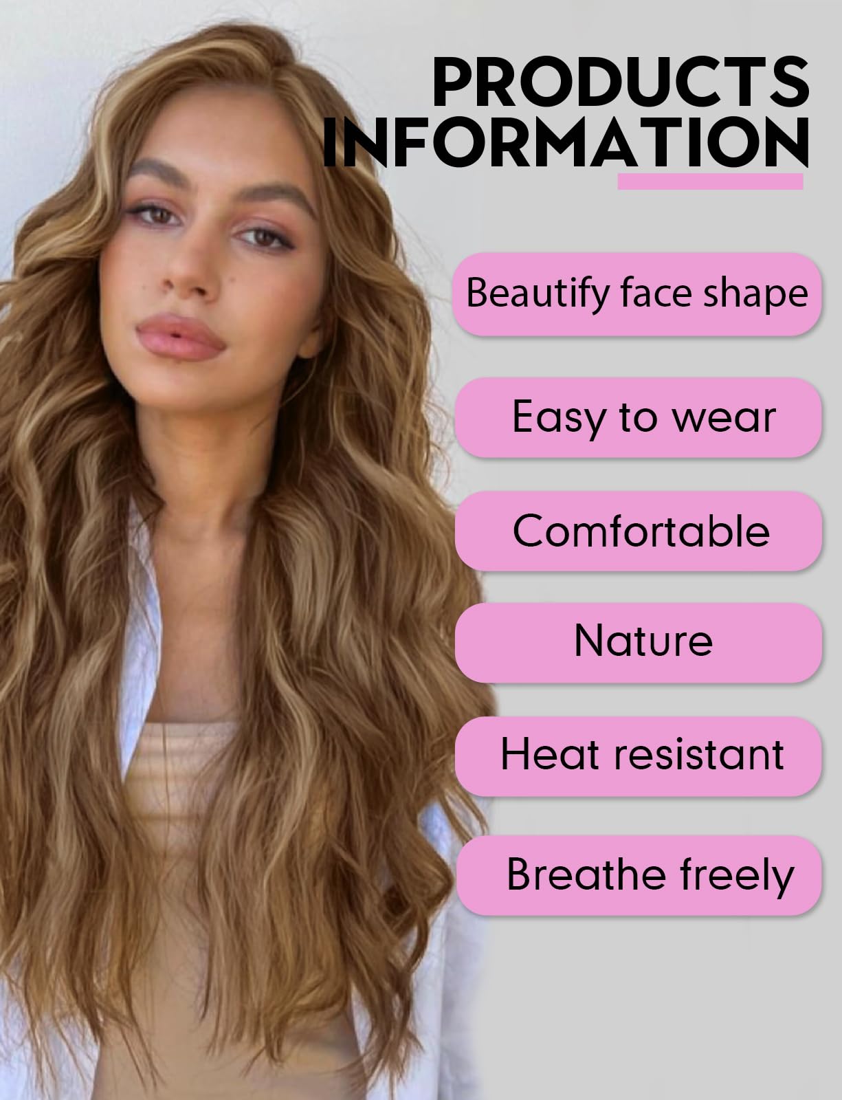 WOKESTAR Long Brown Wavy Wigs for Women Synthetic Wig for Party - Image 2