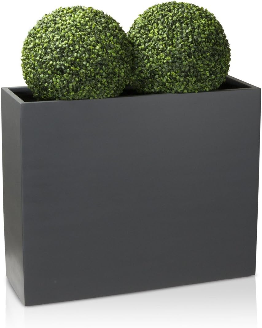 Planter Divisor Fibreglass Flower Trough - Weather- and Frostproof, Sturdy & Robust Room Divider - Colour: Grey/Gray, matt Surface, Plant Trough