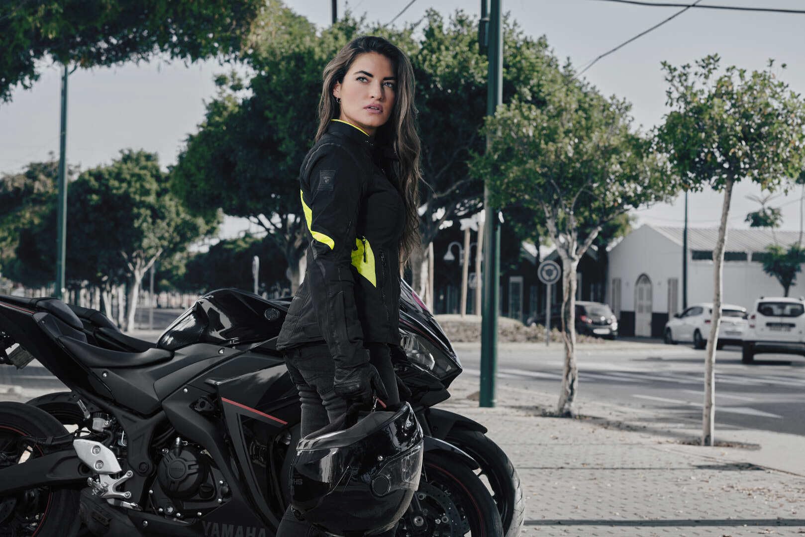 SHIMA RUSH LADY kurtka motocyklowa damska - tekstylna, wielosezonowa, miejska kurtka z membraną wodoodporną i ocieplaczem, protektorami CE pleców, lokci, barków (Fluo, XS)