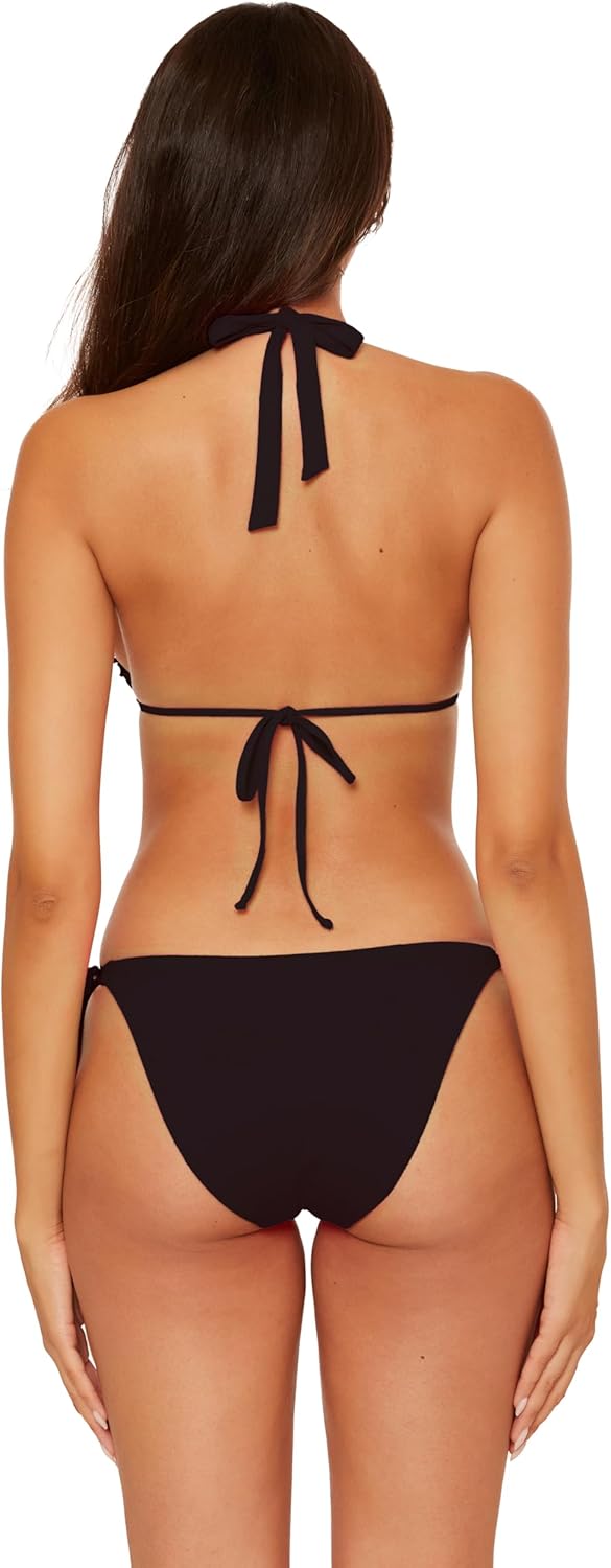 BECCA Women's Frills Tie Side Bikini Bottom, Cheeky Coverage, Swimwear Separates - Image 4