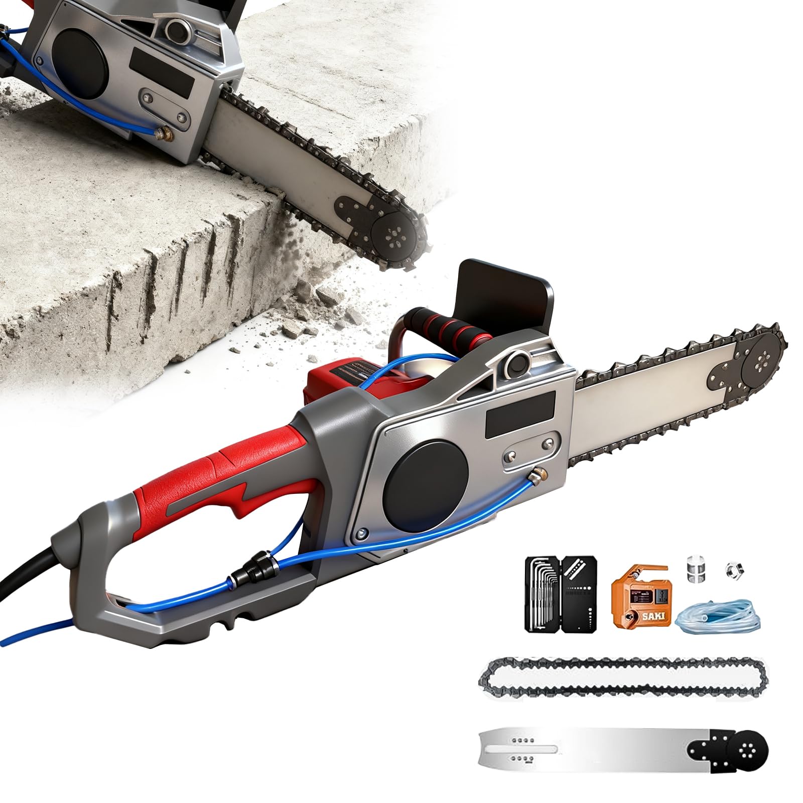 Sierra eléctrica para hormigón de 5800 W/6500 W: máquina cortadora de paredes para trabajos pesados con bomba de agua y supresión de polvo, cortadora profesional para hormigón y ladrillos. 350