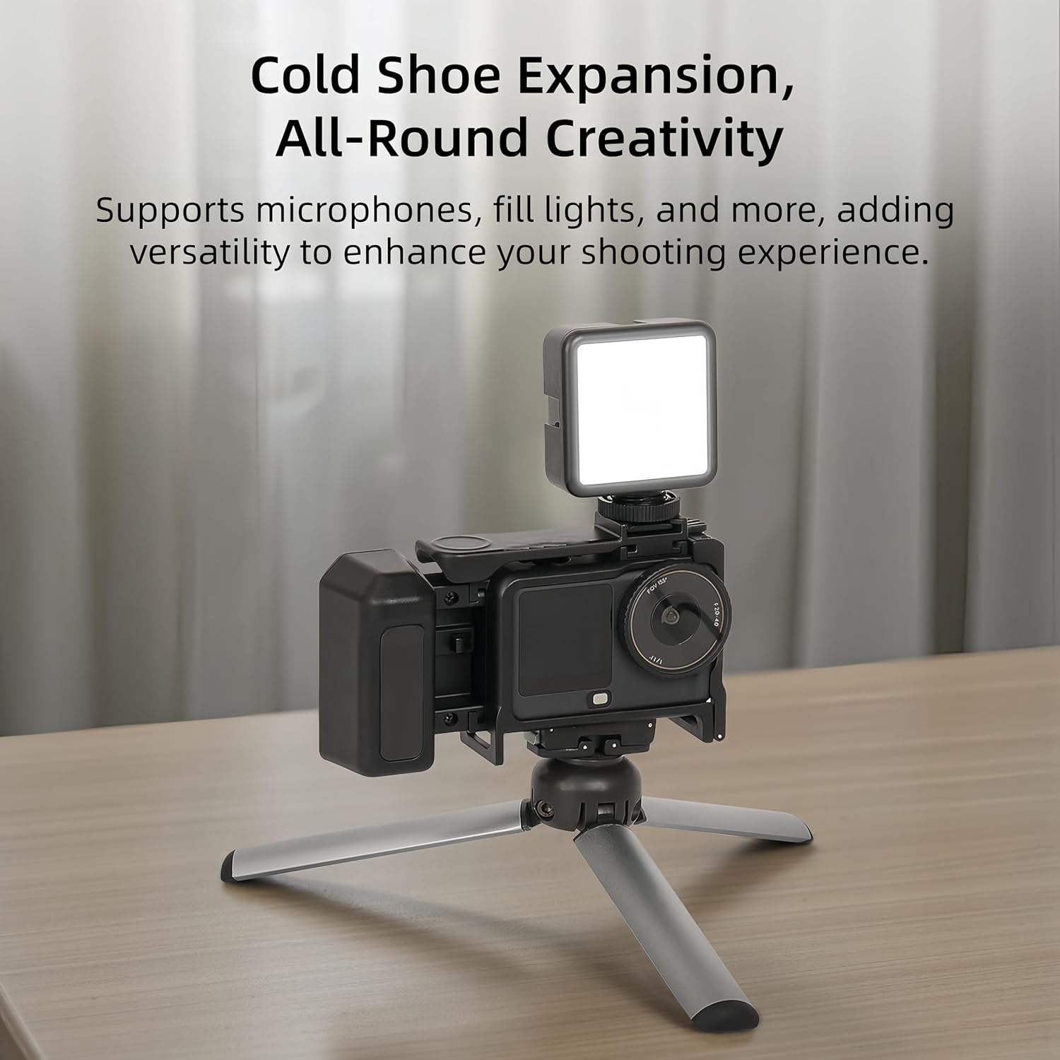 2in1 Detachable Handle Cage Kit Compatible with DJI Action 6 – Lightweight 57g, Removable Grip for Street Shooting and Mounting, Ideal for Outdoor Vlogging