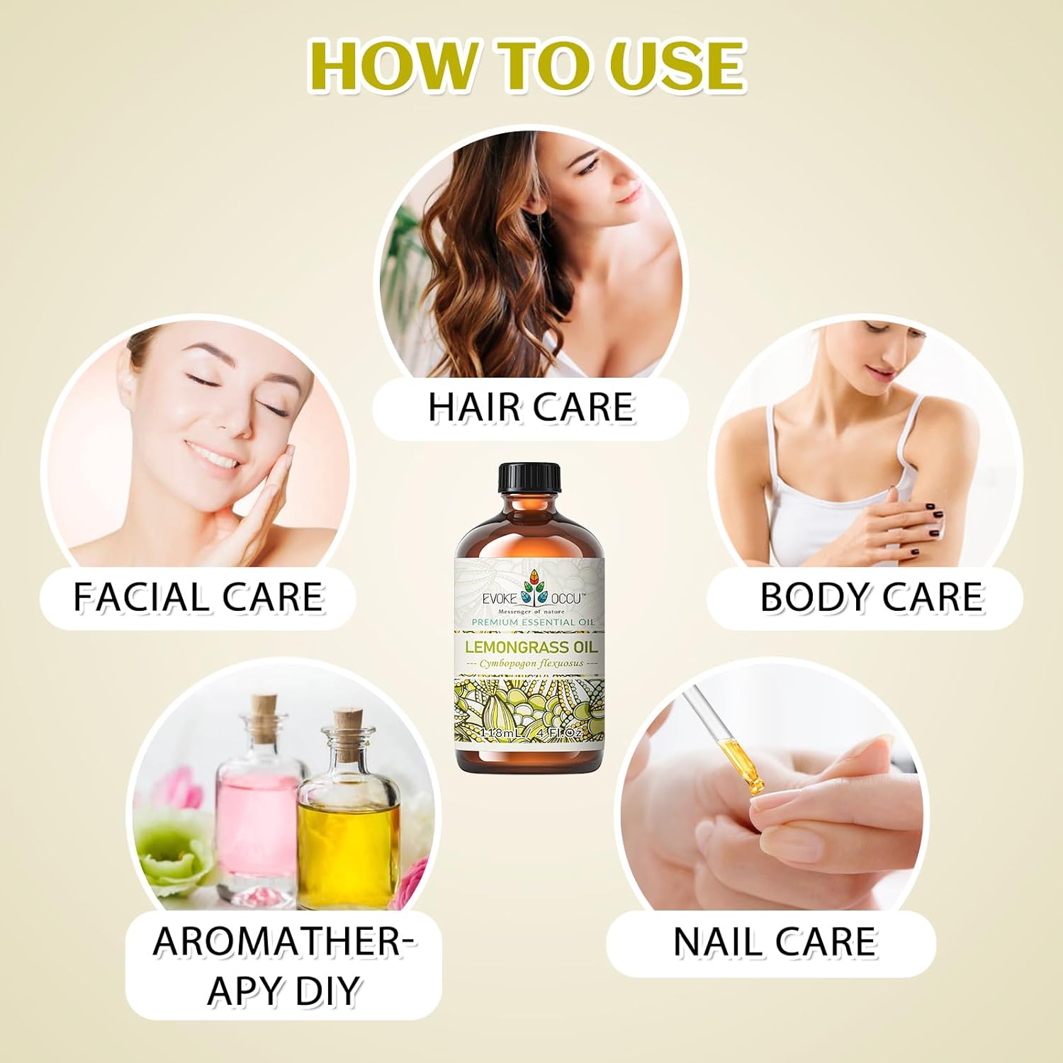 EVOKE OCCU Lemongrass Essential Oil and Vetiver Essential Oil - 4 Fl Oz