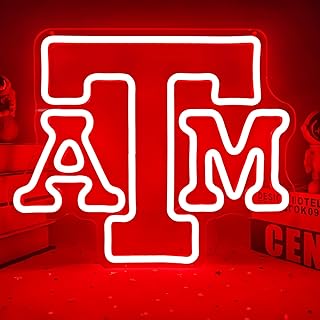 Texas A&M University Neon Signs for Wall Decor TAMU Neon Light Sign LED Signs for Bedroom Man Cave Texas University Neon Wall Light Decor Gift, Red