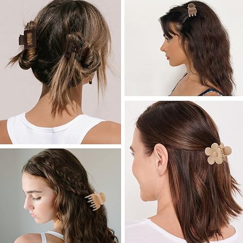 Miniatura 7 de 16 pinzas pequeñas para el cabello para mujeres y niñas, pinzas de garra mate duraderas para cabello fino, pinzas de agarre fuerte antideslizantes