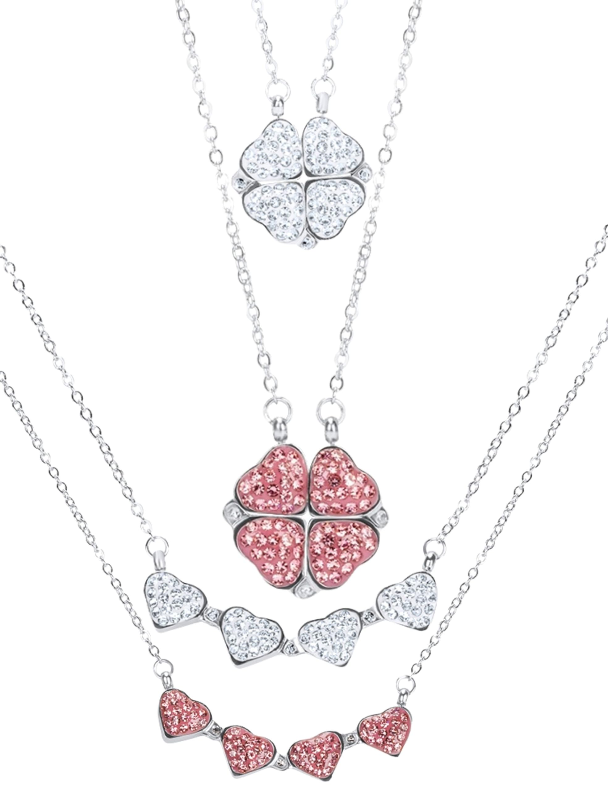 L'adoro Clover Heart damski naszyjnik ze stali nierdzewnej 316L z cyrkonią