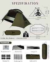 TOMOUNT 1 személyes ultralight sátor 4 évszakos vízálló kupola kemping sátor 8