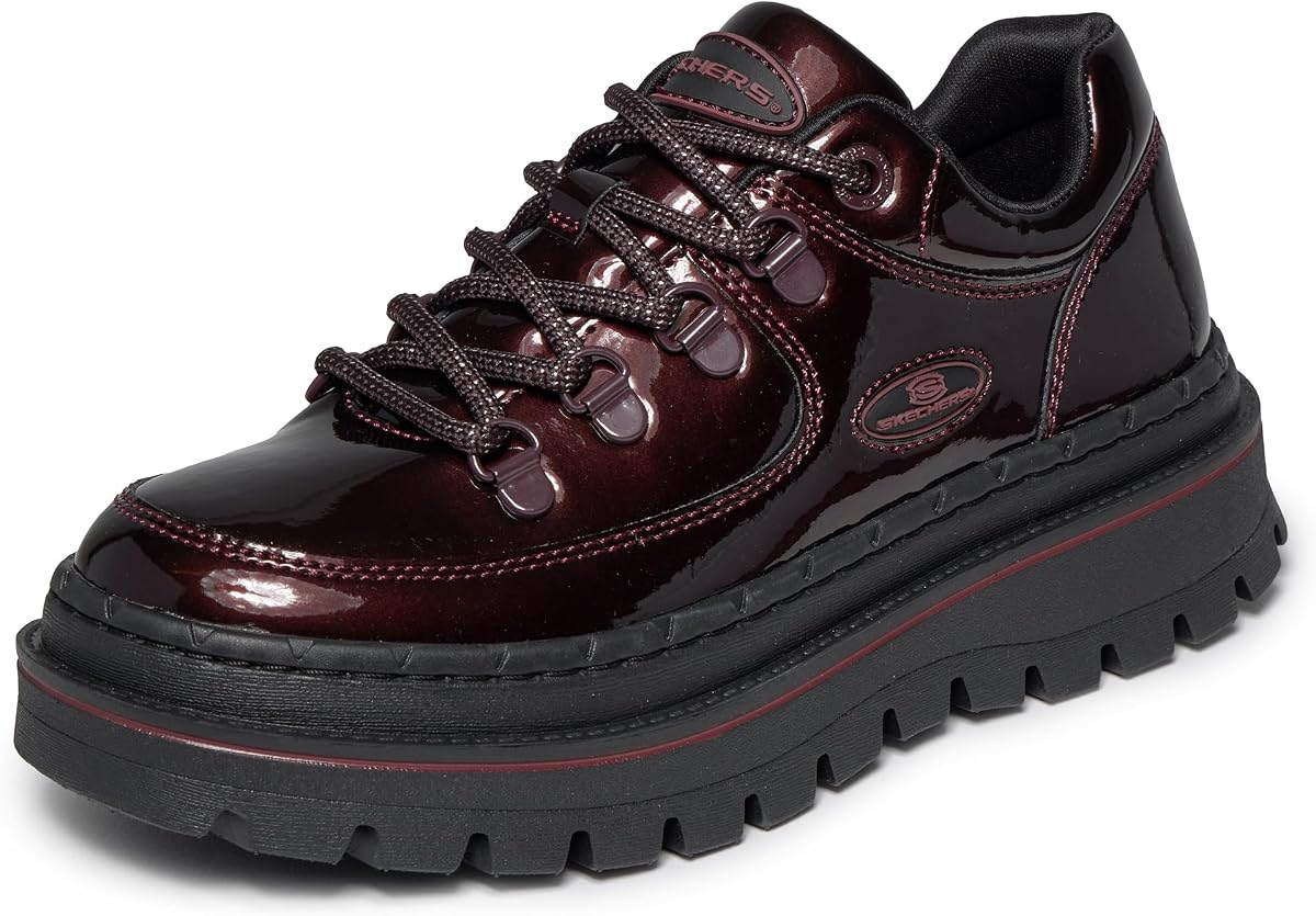 Skechers Jammers Cool Block Mocasines para Mujer | Modern Comfort Casual, plataforma Jammers Heritage, espuma viscoelástica refrigerada por aire, cordones, charol