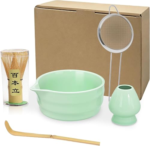 ZaH Matcha Whisk Set Includes Matcha Whisk and Bowl/Ceramics Whisk Holder/Bamboo