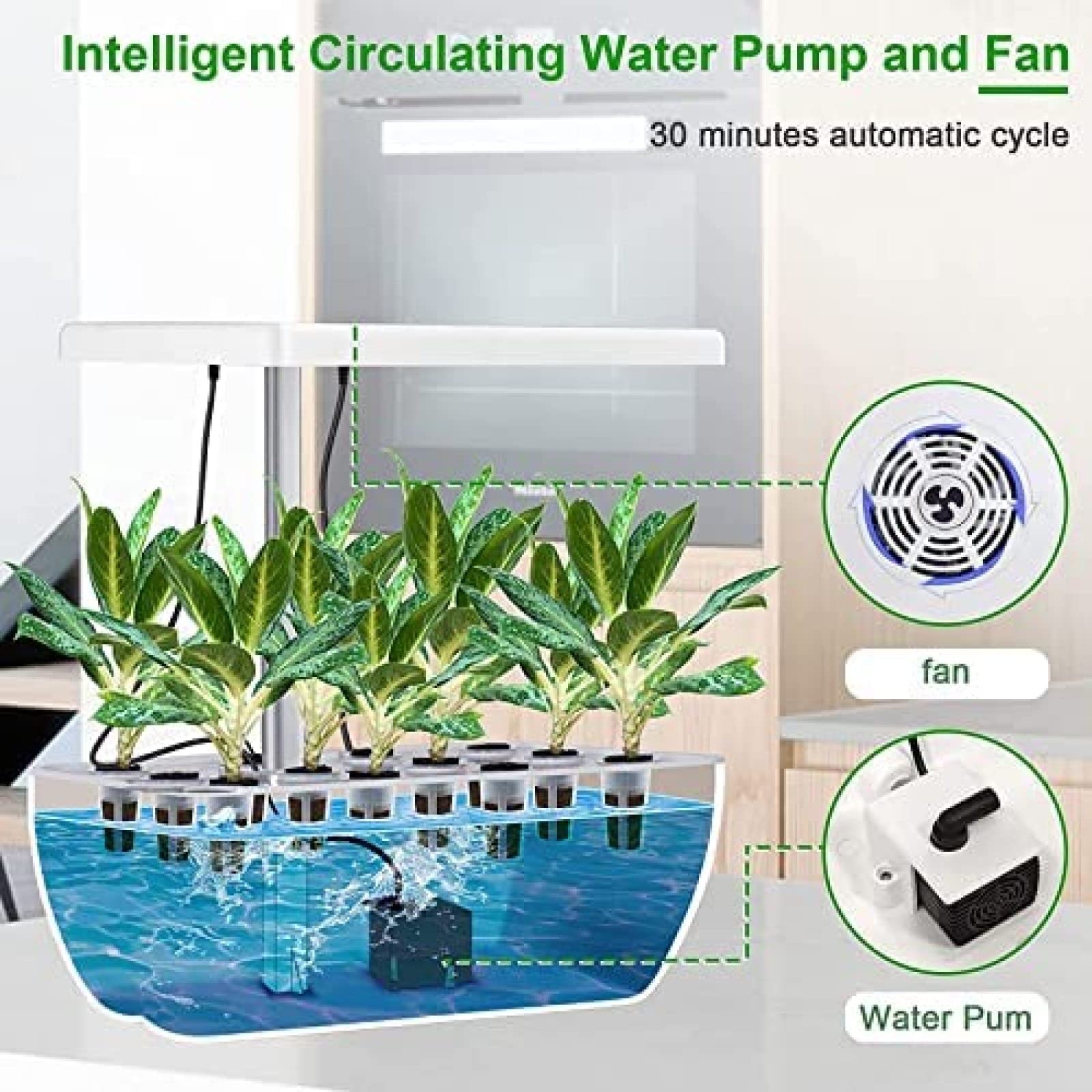 de Cultivo hidropónico WiFi para Interiores, Kit de jardín de Hierbas hidropónicas de 12 cápsulas con luz LED, de germinación de Cultivo hidropónico para jardinería Interior,