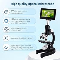 Vista 8 de Herwicm Microscopio 40X-2500X Ampliación, Oculares HD de Ángulo Amplio, Pantalla de 4 Pulgadas de Alto Pixel con Luz de Relleno LED 3, Observable