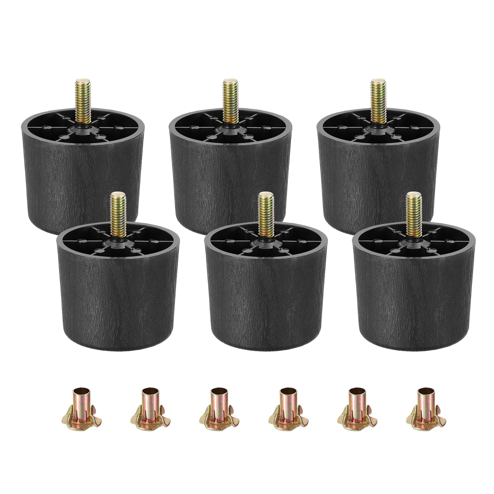 Pieds de meubles M8 plastique noir 6x5cm lot de 6 pour canapé lit chaise