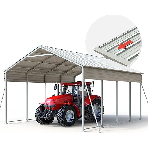 Quictent Heavy Duty 12x21 FT Vertical Roof Metal Carport, Pre-Drilled All Weather Car Shelter for Boat, Vehicles & Farm Equipment