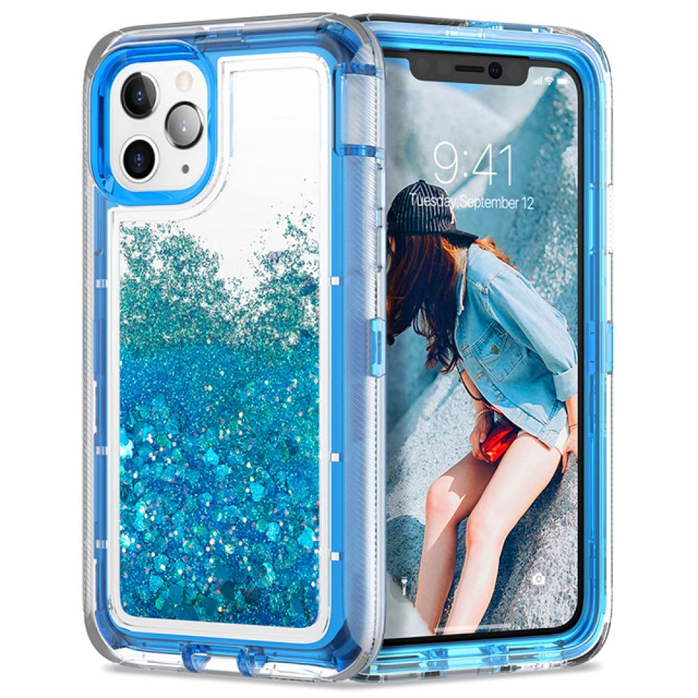 Coque iPhone 6 Plus antichoc heavy duty clear glitter bleu - 7