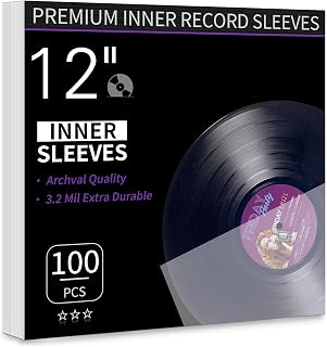 Vinyl Record Inner Sleeves, 100 Anti Static 12" LP Vinyl Inner Sleeves, Premium Protective Plastic Vinyl Sleeves Albums Covers for 33 RPM Record Protection Collection Storage Vinyl Lovers Gift