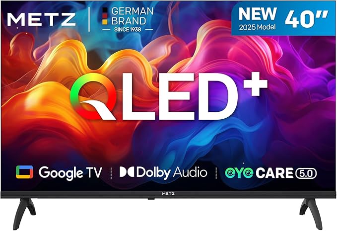 Metz 40 Pouces (100 cm) Smart TV FHD, QLED, LED Television Google Tele HDR 10 Dolby Audio Bluetooth 5,1 EyeCare Tuner DVB-T/T2/C/S/S2 CI+ (40MQF7000Z)