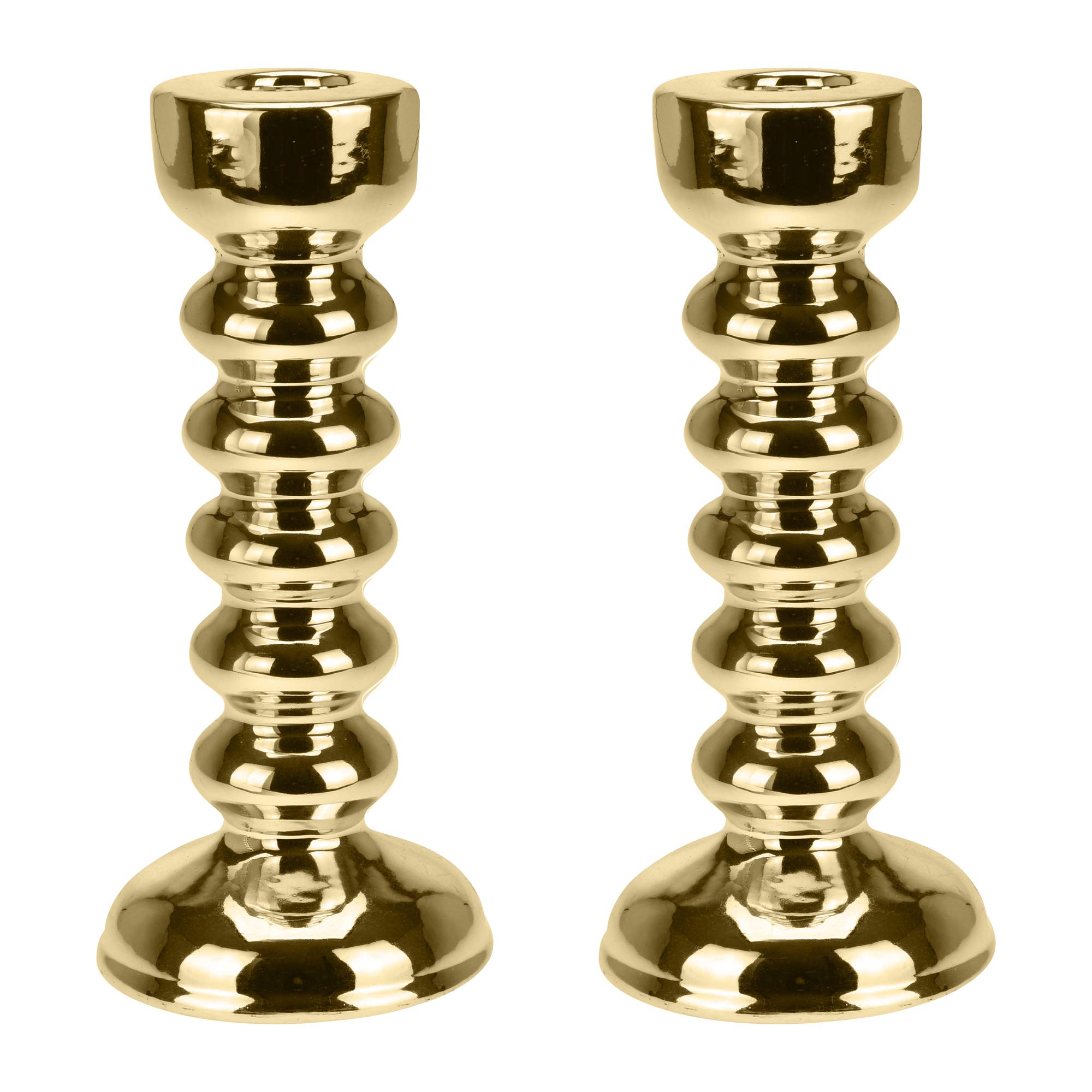 Urbnliving 17Cm Gold 10Cm Silver Wedding Dinning Decorative Centerpiece Candle Sticks Holder (, 2)