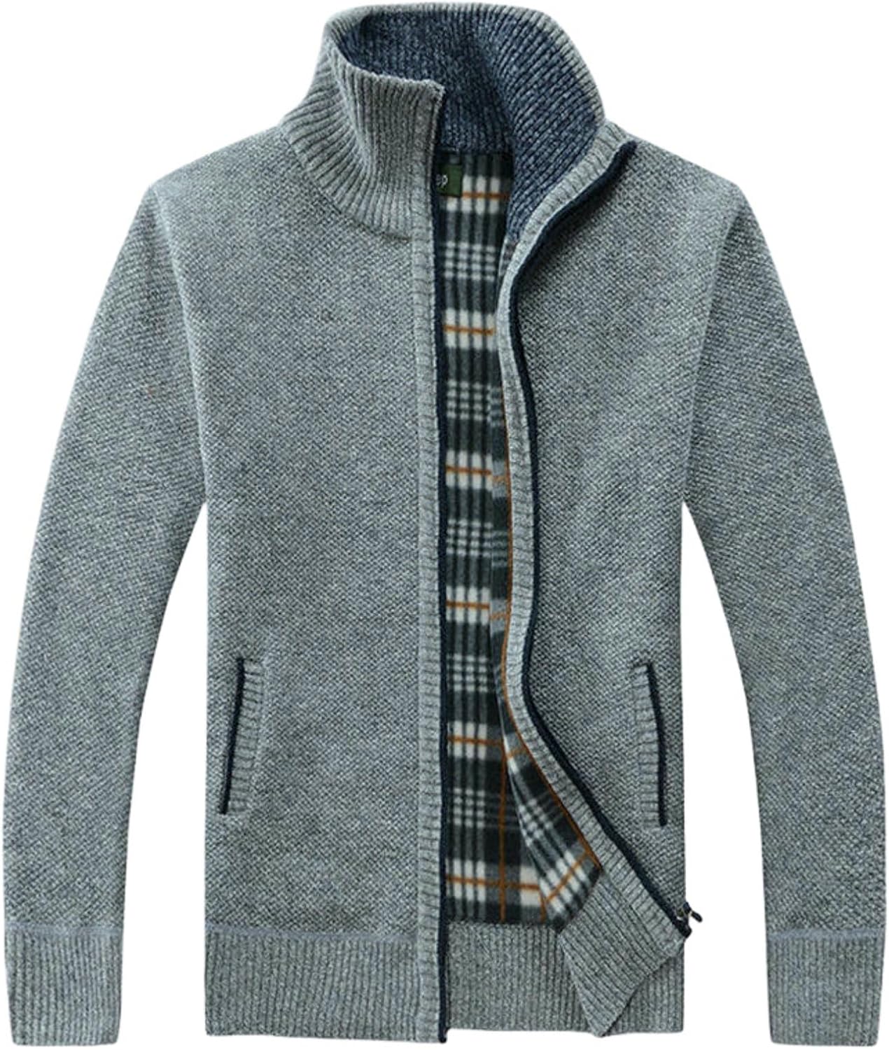 Men's Autumn Stand Collar Zipper Knitted Sweater Cardigan