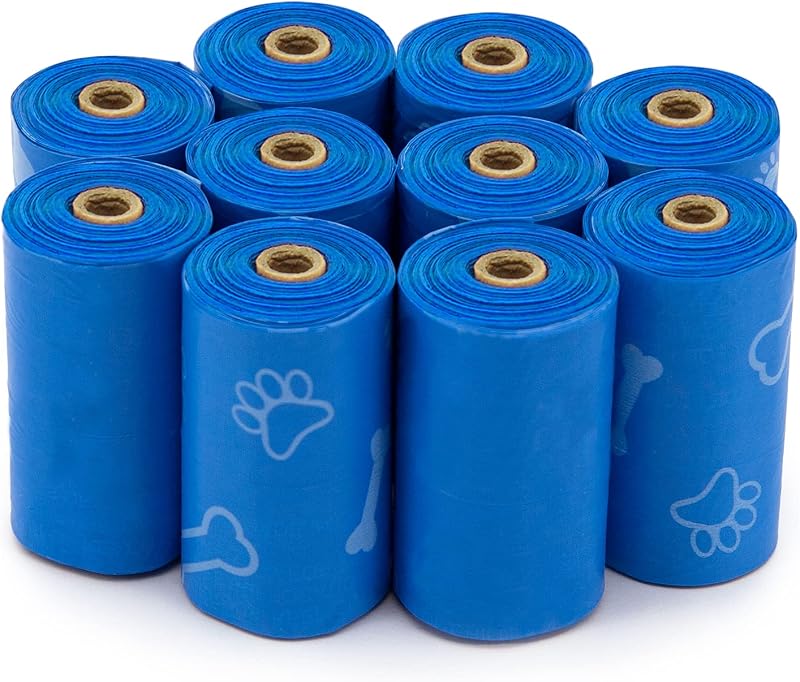 Poop Bags for Dogs - Blue, 150 Count | Unscented, Leak-proof, Easy-Tear perforations, 15 Thick Bags per roll, Outdoor Walking & Travel, Fits Standard Holders