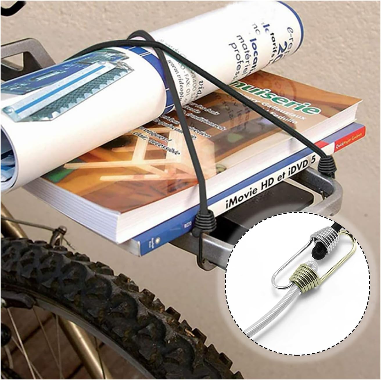 12 Pack 10-Inch White Mini Elastic Straps Heavy Duty Bungee Cords with Hooks for Camping Luggage Roof Racks Tents Tarps