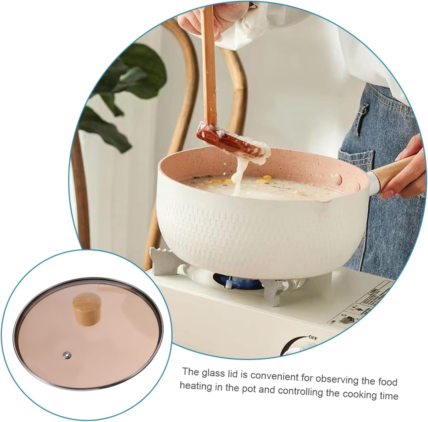 Maifanshi Snow Frying Pan Nonstick Electric Stove Microwave Oven Oven Safe Sauce Pan Lid Milk Pot Kitchen Essential