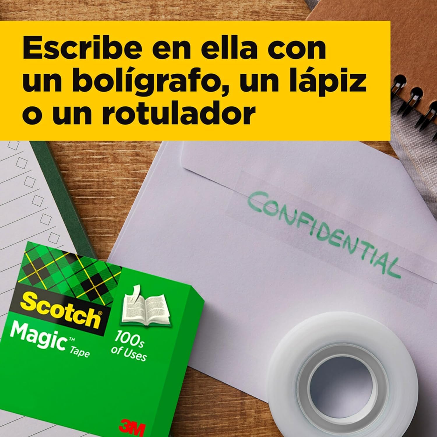 Scotch Magic Dispensador de cinta adhesiva portarrollos sobremesa 3 rollos transparente 19 mm x 33 m base antideslizante negro
