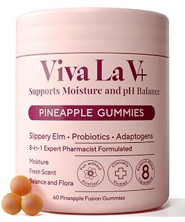 8-in-1 Slippery Elm Vaginal Probiotic Gummies for Women - Intimate Moisture, Balanced pH, Healthy Odor, Yeast Balance & Flora Support + Vitamin C - Tasty Pineapple (60 Count) - Amazon product rated Grade A