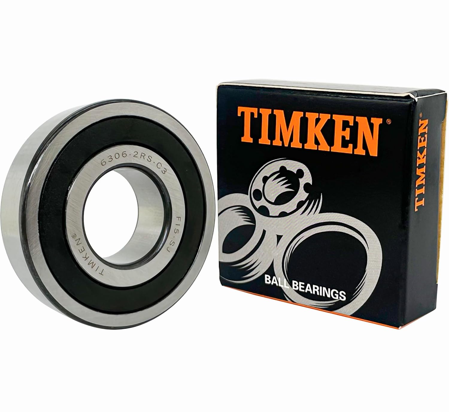 TIMKEN 6306-2RSC3 2 Pcs Double Rubber Seal Bearings 30x72x19mm, Pre-Lubricated and Stable Performance and Cost Effective, C3,Deep Groove Ball Bearings.