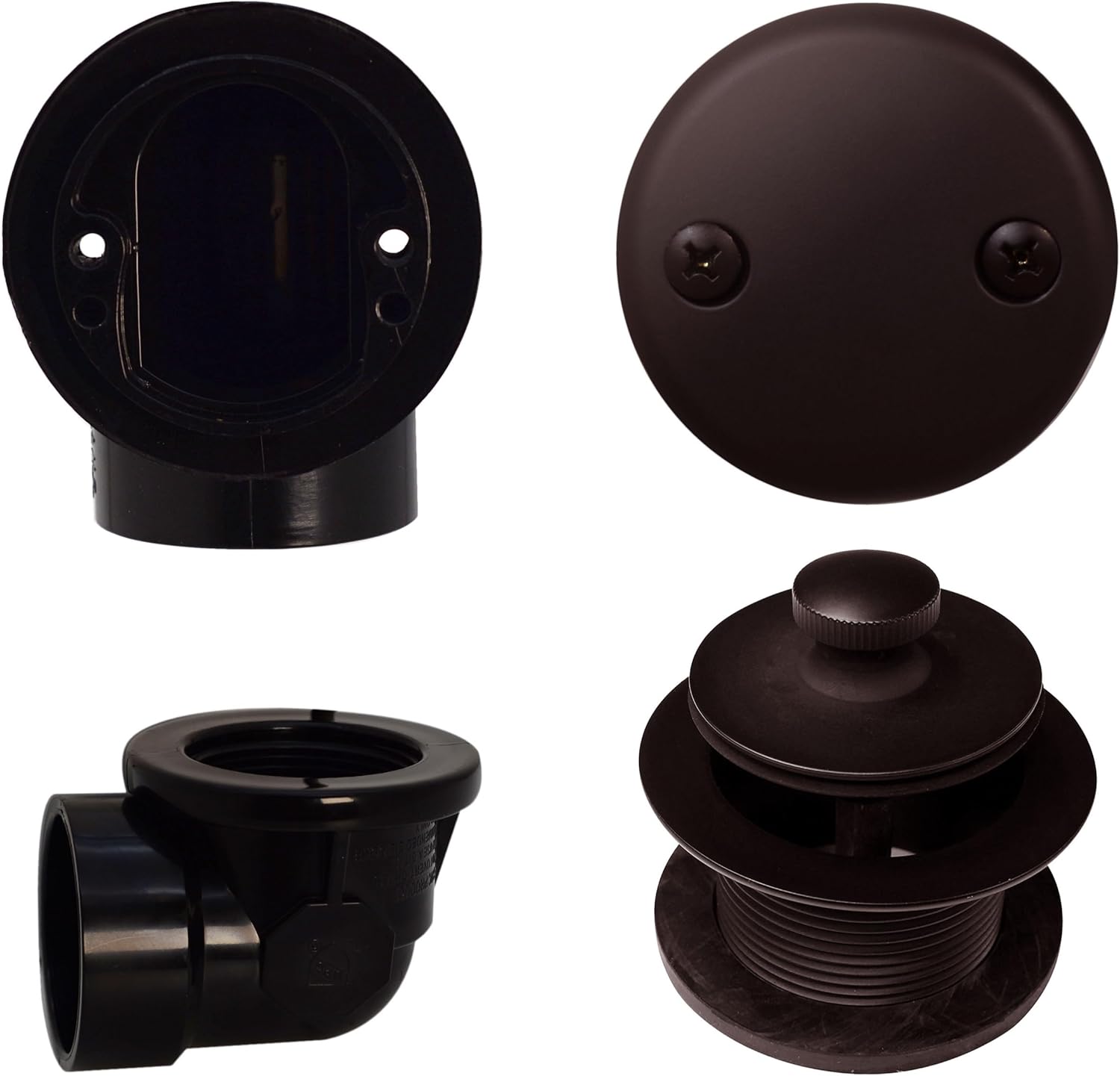 Westbrass Pull & Drain Sch. 40 ABS Plumber's Pack with Two-Hole Elbow, Oil Rubbed Bronze, D574-12
