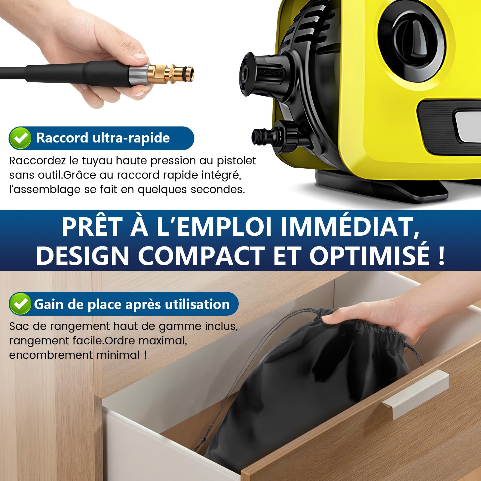 XIIW Tuyau Déboucheur Canalisation 20m 500bar Compatible avec Kärcher K2-K7