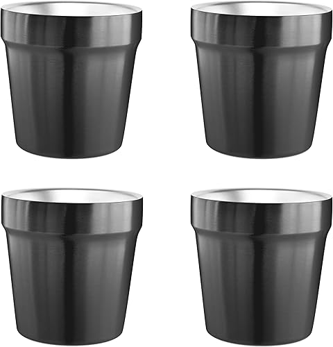 Youda Vasos aislados de doble pared de acero inoxidable, apilables, taza de café de 6 onzas, taza de té, vasos de cerveza enfriadores, ideales para
