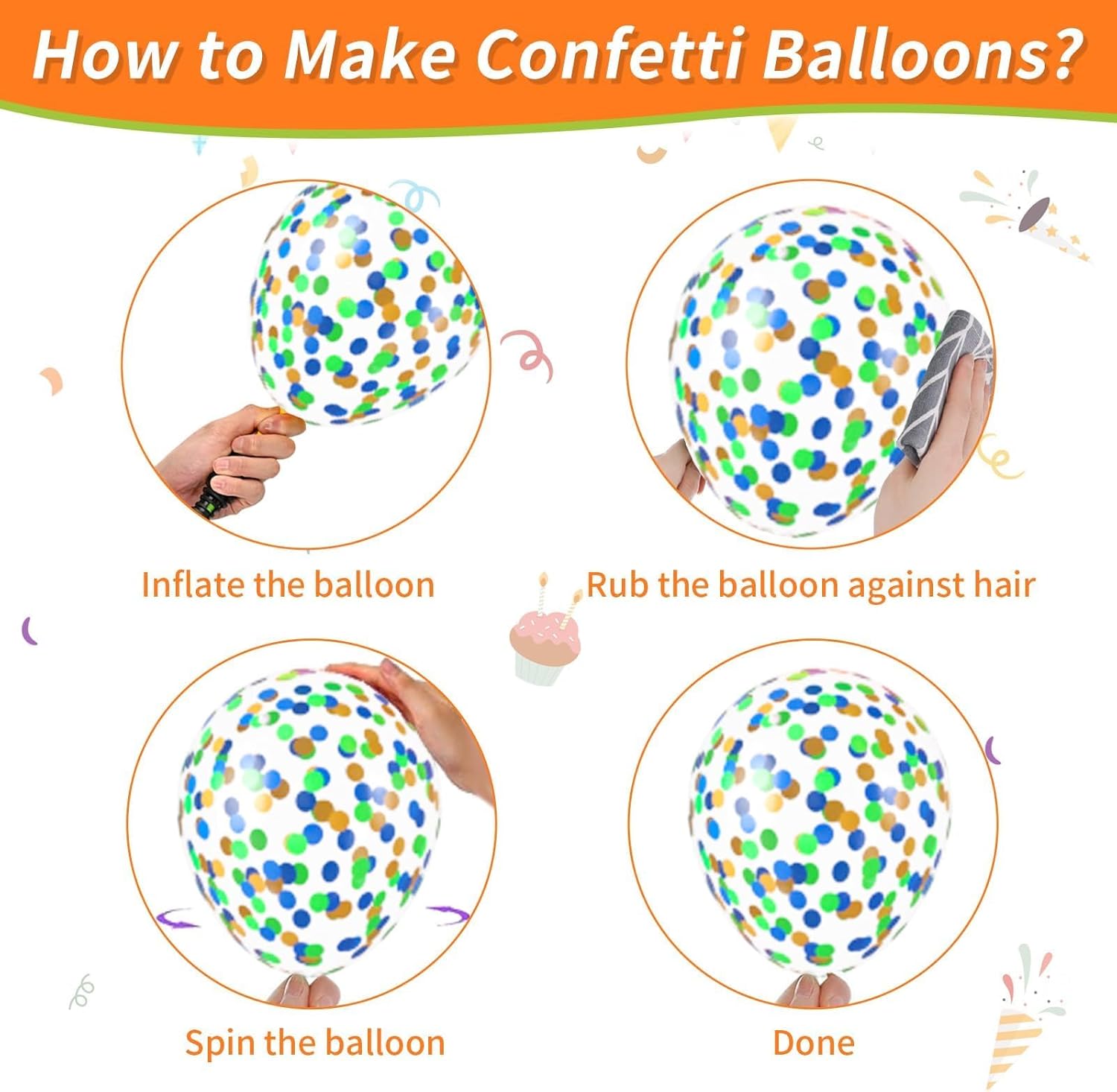 Dinosaur Balloons,50PCS 12 Inch Fruit Green Blue and Orange Confetti Balloons with Ribbon for Birthday Baby Shower Dino Jungle Birthday Party Decorations - Image 4