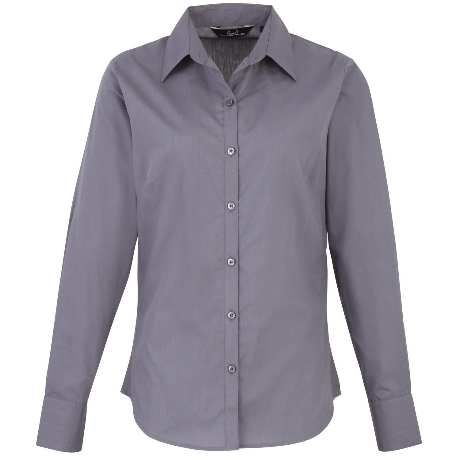 Premier Womens/Ladies Poplin Long-Sleeved Blouse (16) (Steel)
