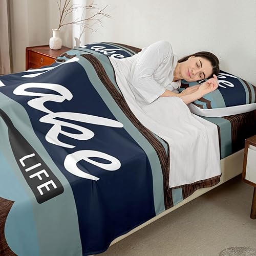 Miniatura 6 de Erosebridal Lake Life - Juego de sábanas decorativas con diseño de olas del océano, sábana bajera ajustable para adultos y mujeres, juego de sábanas