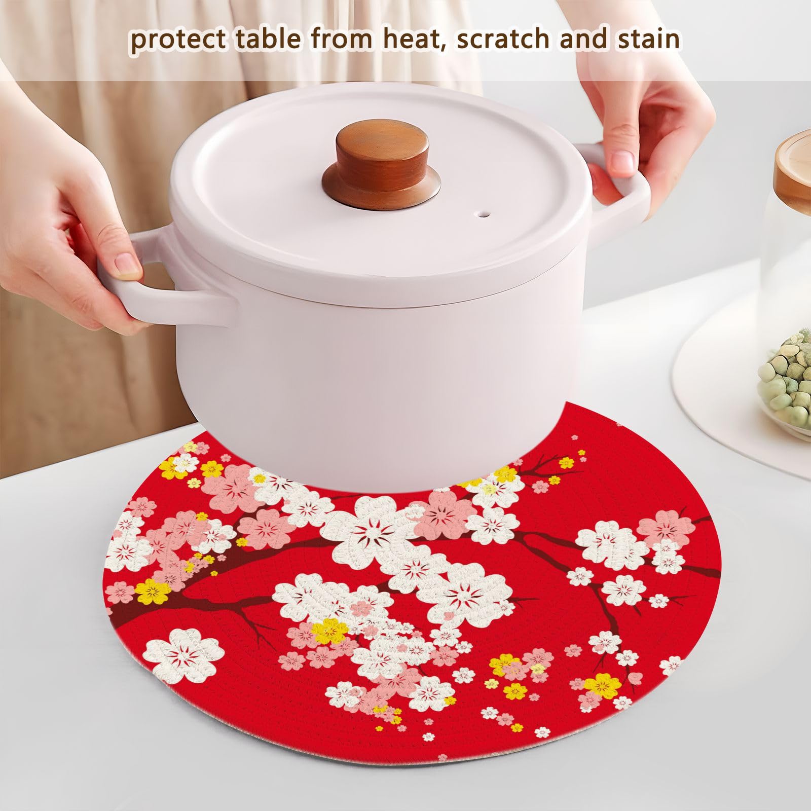 ALAZA Topflappen-Set mit japanischem Sakura-Baum, Kirschblüte, Baumwolle, Hot Topflappen, Bauernhaus-Untersetzer, 3er-Set, heiße Pads, heiße Matten für Küchentheke, dekorative37