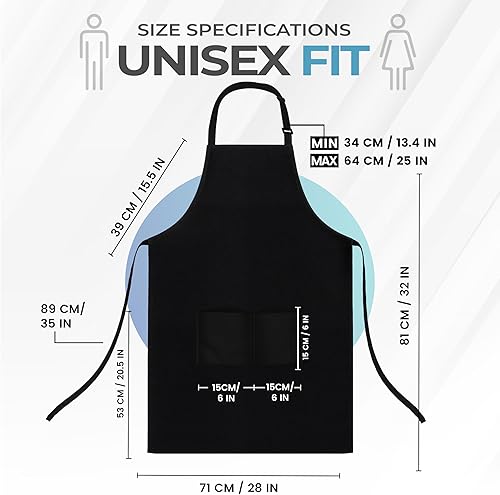Miniatura 2 de Utopia Kitchen Paquete de 4 delantales ajustables con 2 bolsillos, resistente al agua y al aceite, delantal de chef de cocina para mujeres y hombres