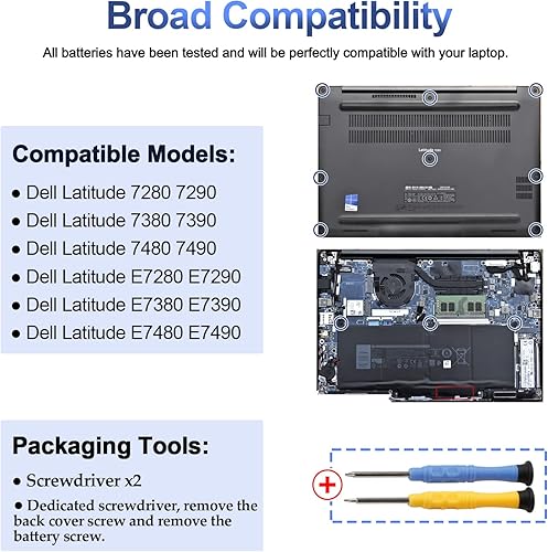 Miniatura 5 de ANTIEE F3YGT - Batería para portátil Dell Latitude 12 7000 7280 729013 7000 7380 739014 7000 7490 7480 P28S P28S001 P73G P73G002 Series DM6WC DM6WC