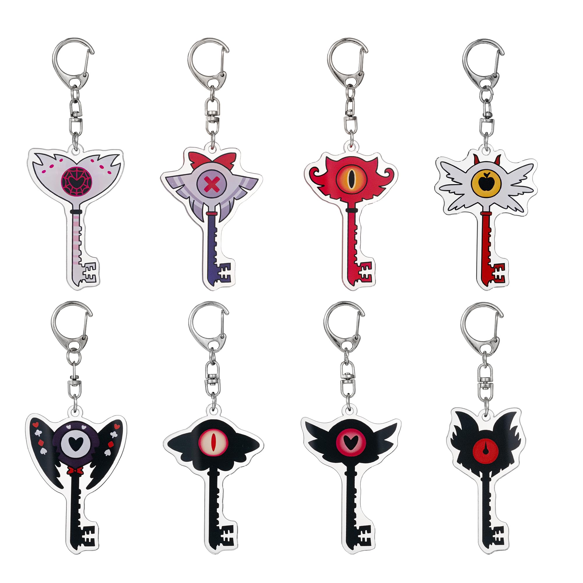 8 Pcs Key Keychain Jewelry Women Men Gift Hazbin Fans Merch Keychain Sets