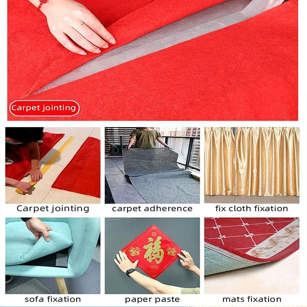 Cinta for alfombras de Doble Cara, Mantiene Las alfombras en su Lugar sobre alfombras, Madera Dura, Azulejos, linóleo y Cinta Adhesiva de Doble Cara de Tela de Malla(80mmx20m)