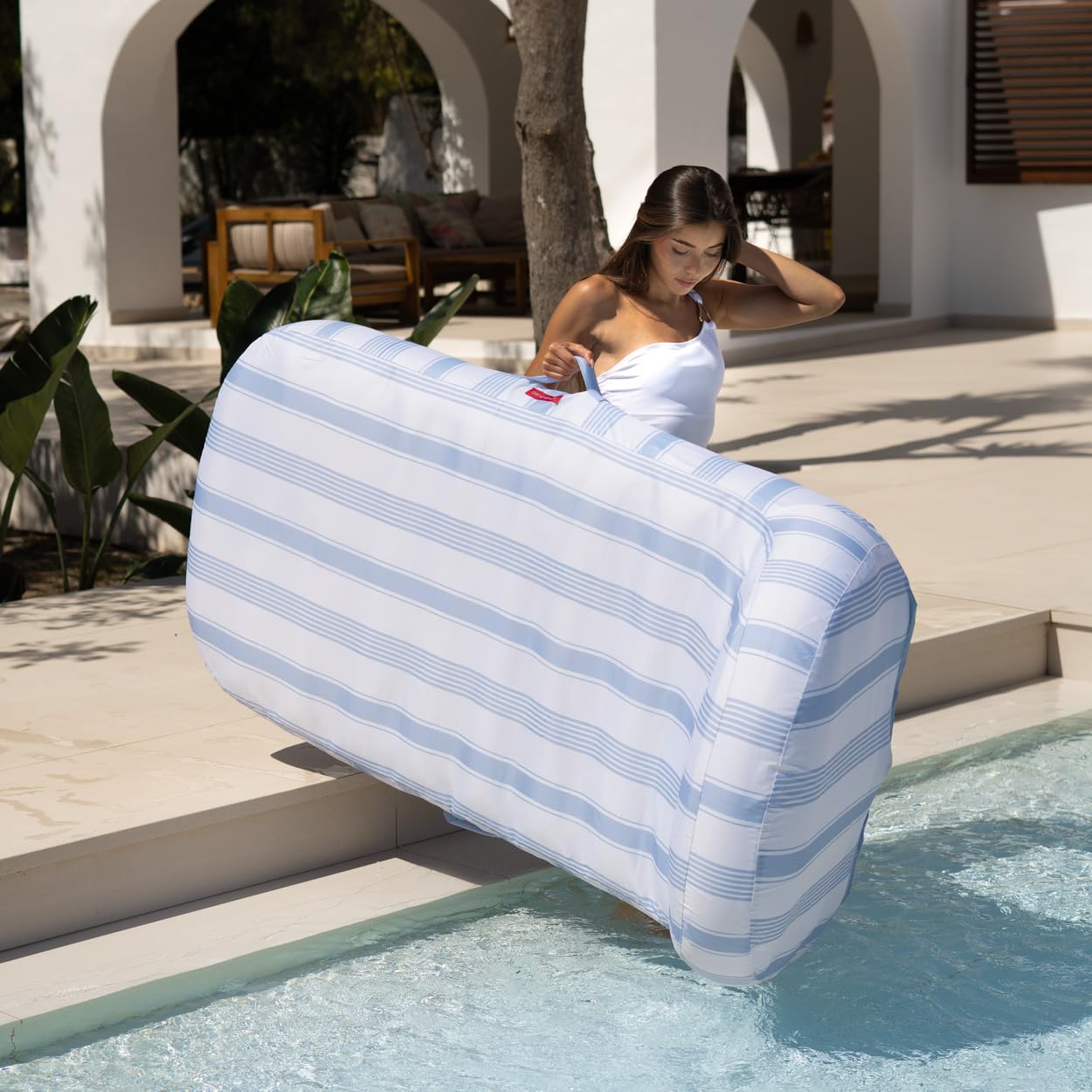 Flamingueo Colchoneta Piscina - Tumbona Hinchable - Extra Grande - Estructura Interior PVC - Funda Exterior Poliéster