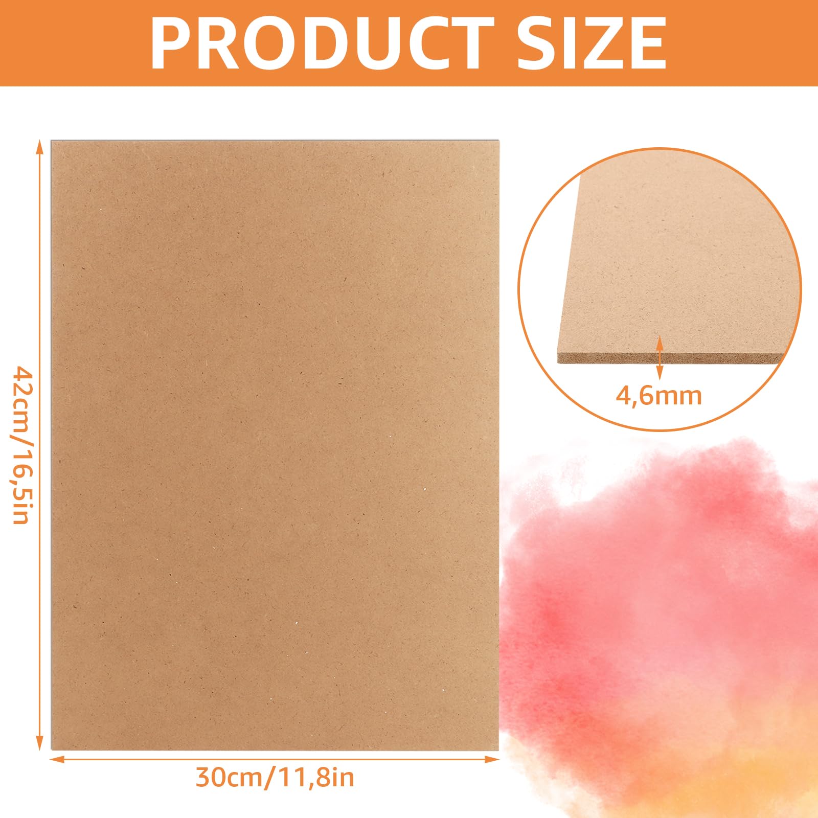 JMIATRY 12 Stück MDF Holzplatten zum Basteln, 42x30CM MDF Platten, 5mm Mittlere Dichte Fiberboard Holz Blatt für Laser, Laubsäge, CNC Router, Modellierung
