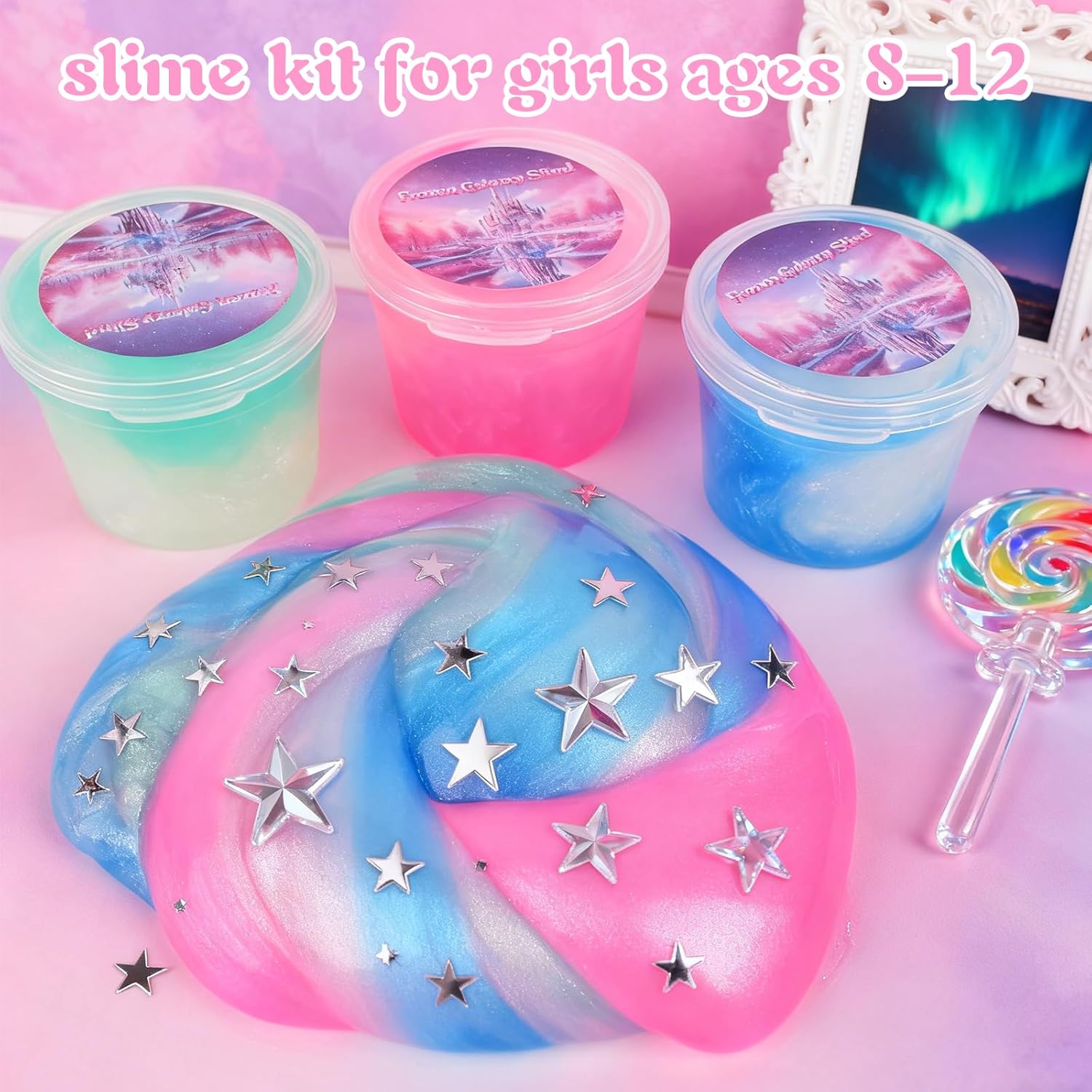 120 Pack Pink Blue Green Galaxy Slime Party Favors, Non-Sticky, Stress Relief Treasure Box Toys for Classroom Prizes Party Supplies, Student Gifts Goodie Bags Stocking Stuffers for Kids Boys Girls 4-8