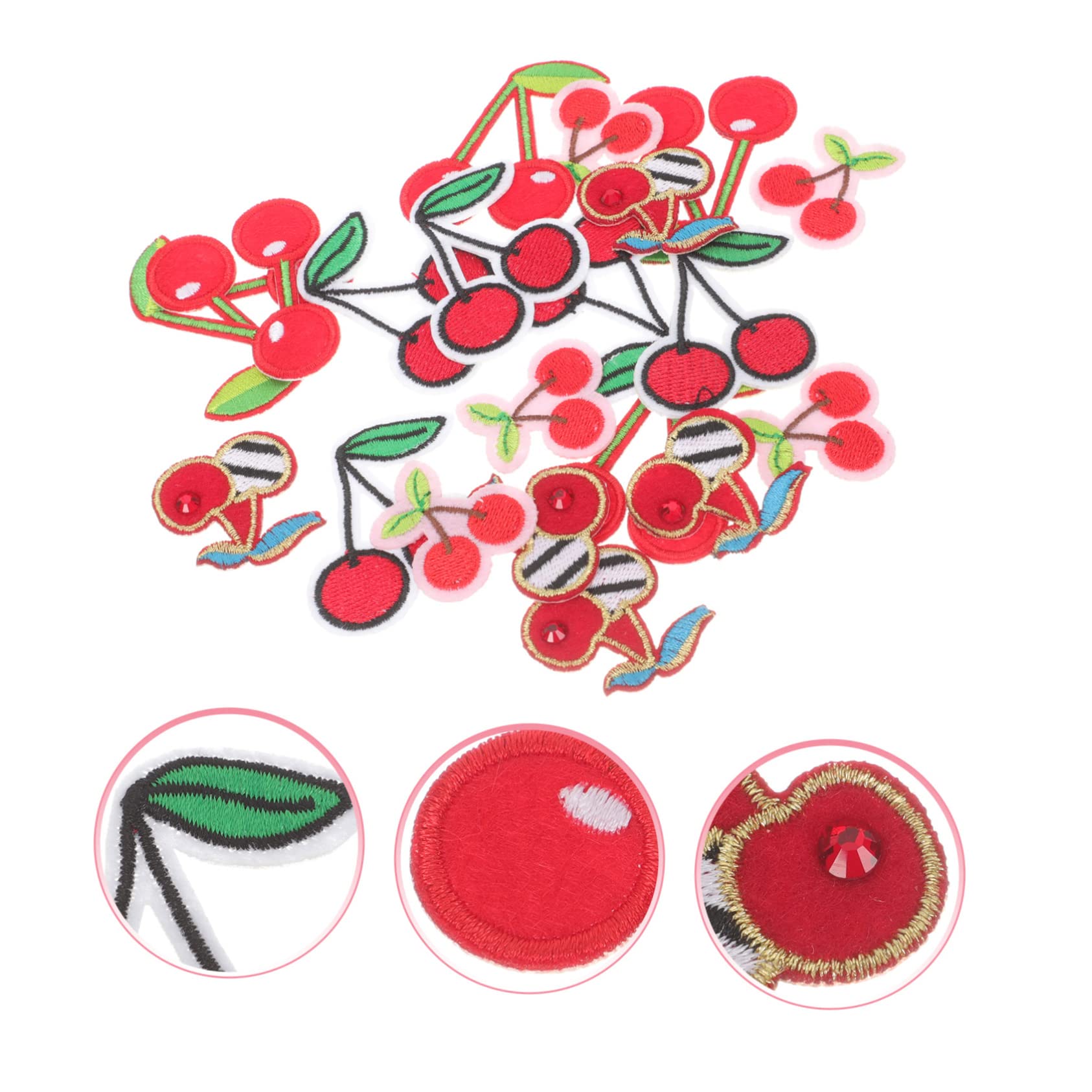 HOMSFOU 5 Sätze Cherry Stickerei Aufnäher Für Kleidung Bügelbilder Zur Reparatur Und Dekoration Von Jeans Shirts Taschen Und Mehr Für Diy Projekte Und Applikationen 20 Stück * 5