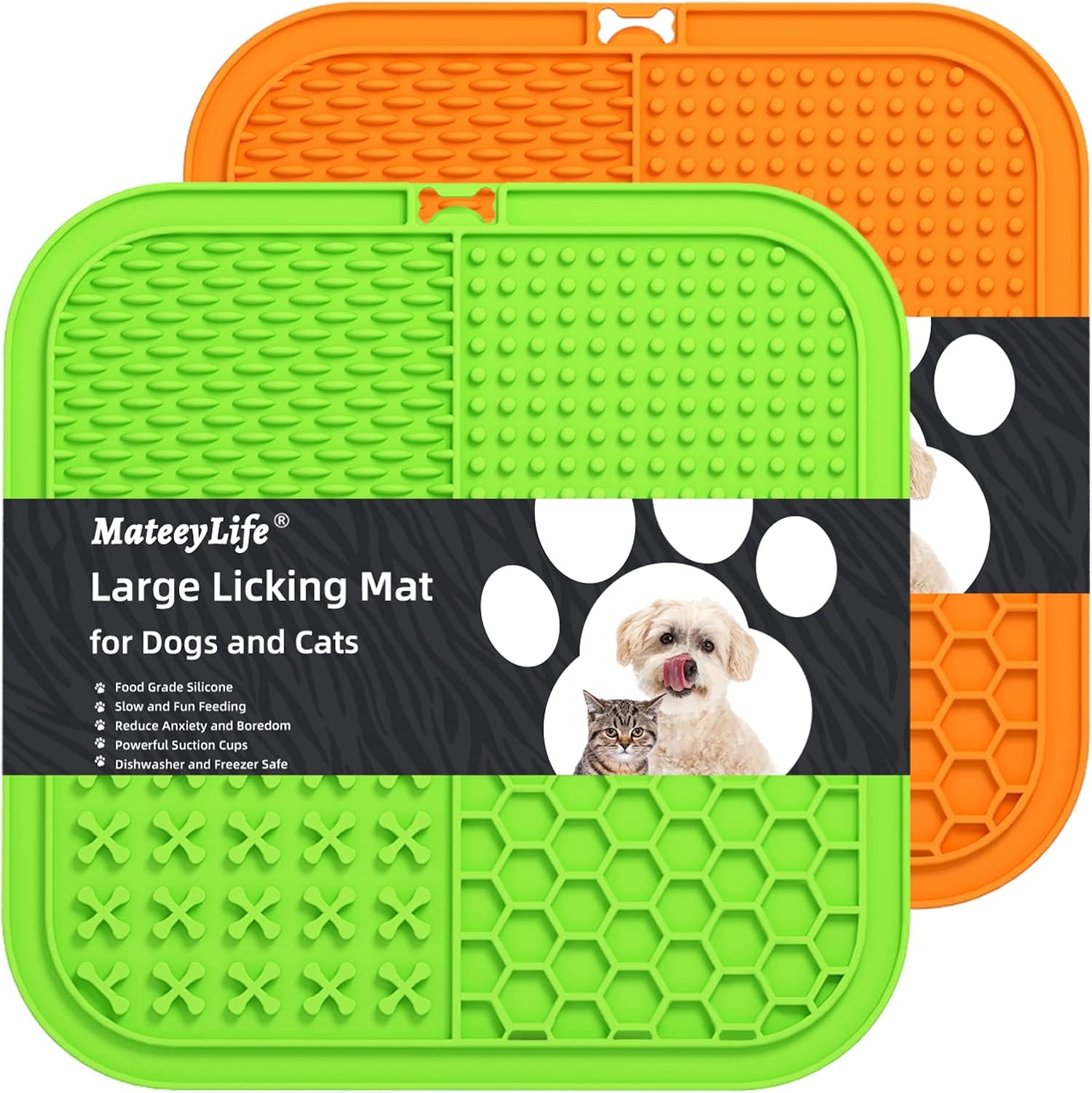 MateeyLife Large Lick Mat for Dogs & Cats with Suction Cups